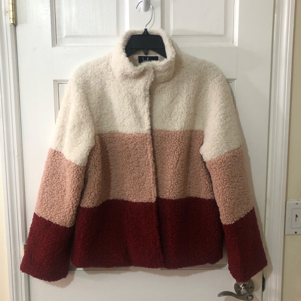 Lulus Pink Multi Color Sherpa Jacket - Picture 5 of 9